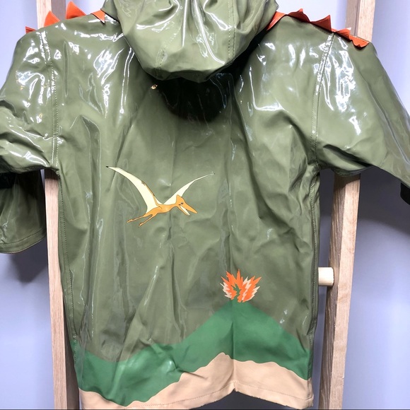 KIDORABLE LINED DINOSAUR RAIN COAT W/Pockets, Hood - Picture 7 of 12